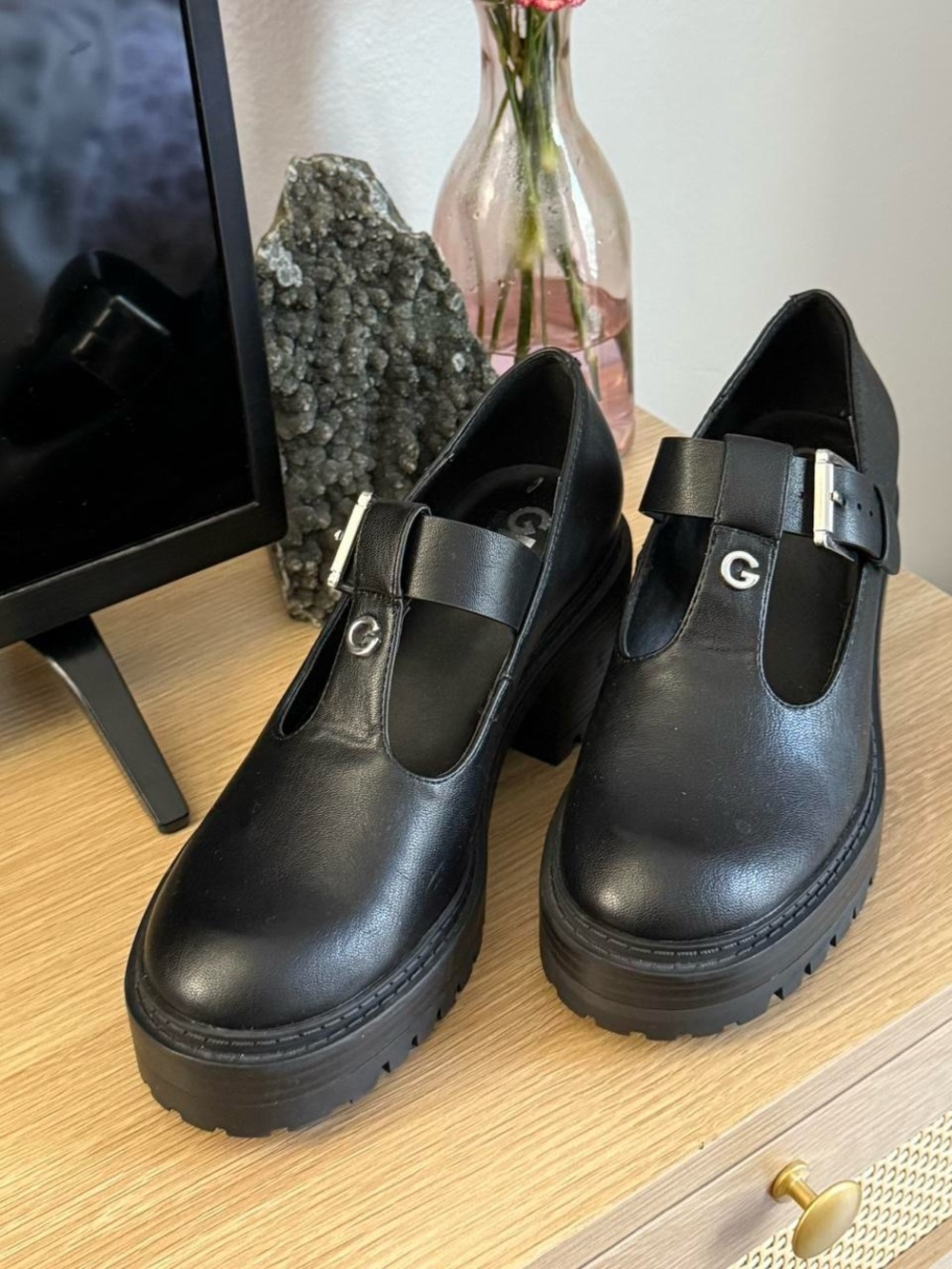 Black Platform Mary Jane Shoes G by Guess (Ladies)
